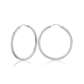 Earrings for Women 30MM Statement Hypoallergenic Womens Surgical Steel Silver White Color Fashion Circle Drop Dangle Small Hoop Earrings for Sensitive Ears