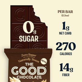 THE GOOD CHOCOLATE – Coffee Dark Chocolate Bars with Zero Sugar & Lower Net Carbs – Keto Chocolate Bar with Lower Calories, All Natural and Non-GMO Keto Snacks, 2.5 oz (6 Bars Value Pack)