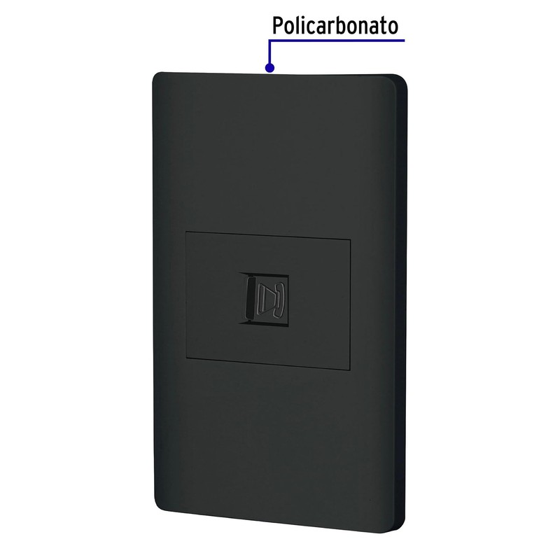 Volteck PA-TE-LN, Placa armada negra 1 toma para teléfono línea