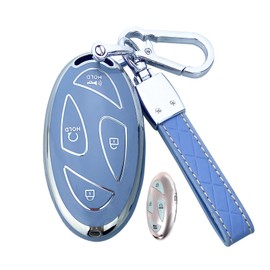 ShuDay Key Fob Cover Case Compatible with Hyundai Ioniq 6 Grandeur GN7 KONA Santa Fe Elantra 2022-2024 Accessories (Blue, 5-button)