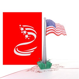iGifts And Cards American Pride Card 6" x 8" - 3D Pop-Up USA Flag Card for Veterans, Military, Fourth of July, Memorial Day, Independence Day, Anniversary, Birthday, and Patriotic Holidays