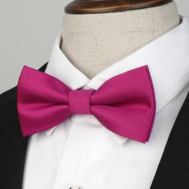 HISDERN Hot Pink Bow Ties for Boys Kids Bow Tie Pre Tied Adjustable Clip On Toddler Bowties Fut Fuchia Fun Patterned Bowties for Wedding Party