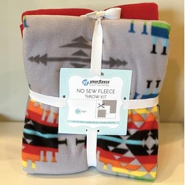 Colorful Southwest Anti-Pill Fleece Fabric No-Sew Throw Kit (72"x60")
