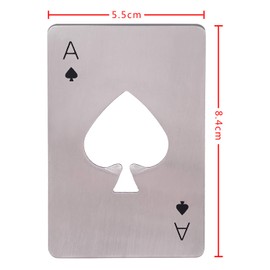 Bottle Openers, 2 PCS Ace of Spades Bottle Openers, Credit Card Size, Stainless Steel, Silver