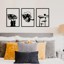 cape leadwort 3Pcs Metal Cat Wall Decor, Cat Wall Art, Metal Wall Art, Minimalist Room & Living Room Wall Décor, Black Cat Decor For Cat Lovers