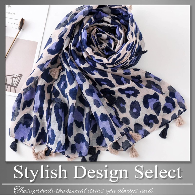 BUZZxSELECTION SK018 Women's Scarf, Leopard Pattern, Casual, Afghan, Large, Cotton