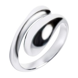 Mare Women's Ring, White Gold, One Size Fits Most, Stainless Steel, Phalange Ring, Wrap Ring, Gift, Fashion Accessory, Gift Box Included (Silver), Metal