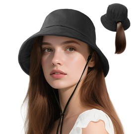 OnWander Lightweight Bucket Hat for Women Men - Breathable Sun Hat with Ponytail Hole for Beach, Golf, Hiking, Gardening - UPF 50+, Quick Dry, Foldable,Anti-Wrinkle Black