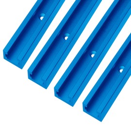 HOTTARGET Aluminum 48 Inch T-track with Wood Screws–Double Cut Profile Universal with Predrilled Mounting Holes -Woodworking and Clamps–Frosted Surface Anodized - 4 PK (Blue)