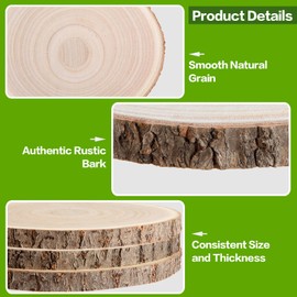 12 Pcs Wood Slices 8-9 Inches Rounds Unfinished Wood Slices for Centerpieces,Wooden Centerpieces for Tables CenterpieceTable Decor,Round Wooden Discs for Baby Shower,Wedding,Table Decor,Crafts