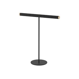 Coward T-Bar Necklace Organizer Stand, Velvet Necklace Bracelet Holder Stand with Metal Base, Hanging Jewelry Display Organizer for Women Girls (Black 1.6cm thickness tube)