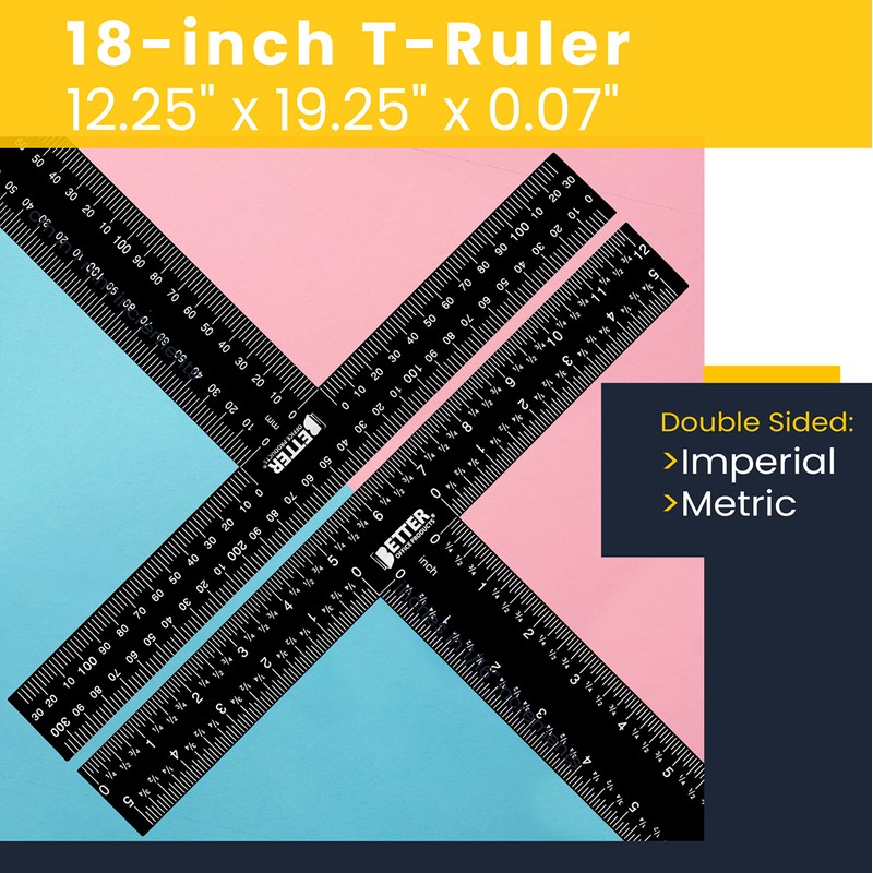 Better Office Products T Square, 18 inch Metal T Ruler,