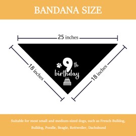 Dog 9th Birthday Bandana Puppy Boy Girl Dogs Birthday Photo Prop Pet Scarf Pet Accessories for Dog Lover