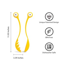 NEW - OTOTO Sal Scarecrow Salad Tongs (2-Piece) - Wooden Tongs Set, Food Safe Toaster Tongs for Serving, Cute Kitchen Tongs, Cool Kitchen Gadgets Accessories, Funny Gifts, Mini Tongs (Blue)