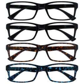 Die Lesebrille Unternehmen Schwarz Braun Blau Leser Wert 4er-Pack Designer Stil Herren Frauen RRRR92-1123 +3,50