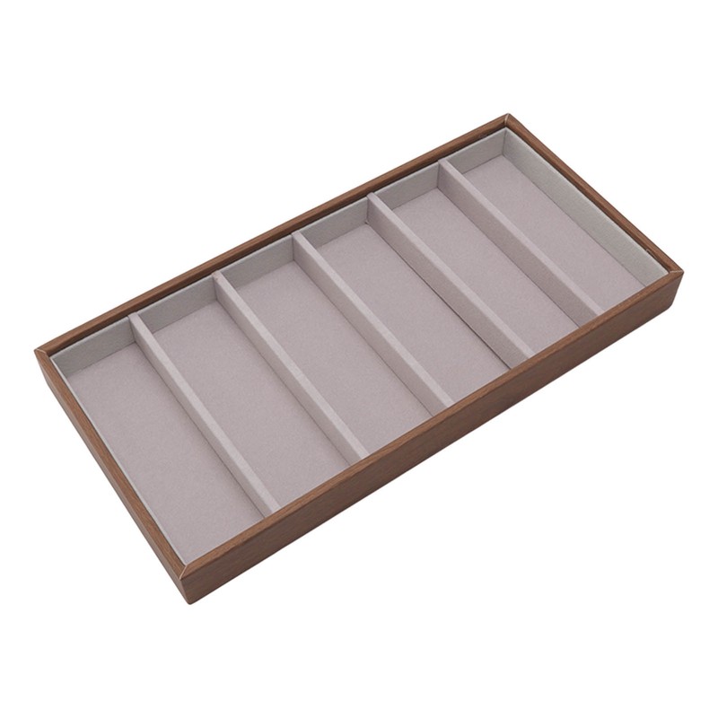 Eyeglass Display Organizer Wood Grain 6 Compartments Glasses Display Tray