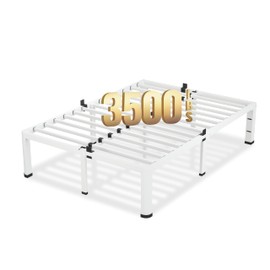 VIPSHOW 18 Inch King Size White Bed Frame, 3500Lbs Heavy Duty Metal Platform with Round Corner Legs Mattress Slide Stopper, Steel Slat Support No Box Spring Needed, Noise Free, Non-Slip, Easy Assembly