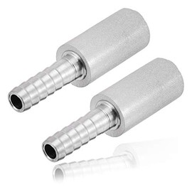 JoyTube Stainless Steel Aeration Stone, 0.5 Micron Diffusion Stone with 1/4" Hose Barb, Stainless Steel Aeration Oxygenation Stone Carbonating Stone for Home Brewing Beer (Pack of 2)