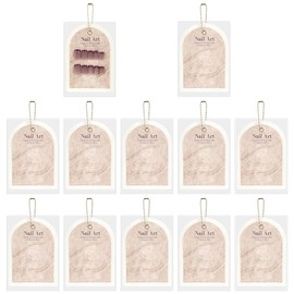 FINGERINSPIRE 12 Stück Displaykarten Zum Aufdrücken von Nägeln Mit Kette Zum Aufhängen 130x90mm Weiße Maniküre Displaykarten Mit Anleitung Zum Aufdrücken von Nägeln Perfekt Für Maniküre Künstler