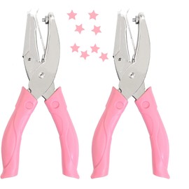 Jeemitery 2 Pack 1/4 Inch Star Shaped Metal Single Handheld Hole Paper Punch Punchers with Soft-Handled for Tags Clothing Ticket