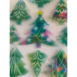 CHRISTMAS GLITTERED 3D VELLUM DECORATED GLITTER TREES COLORFUL GLITTER TREES 11P