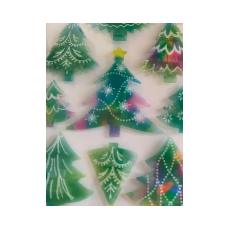 CHRISTMAS GLITTERED 3D VELLUM DECORATED GLITTER TREES COLORFUL GLITTER TREES