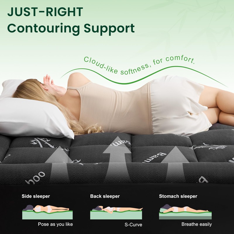 Love's cabin King Mattress Topper Viscose Derived from Bamboo, Thick