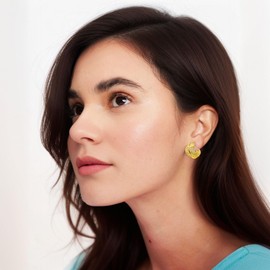 ILLUMIN 14K Gold-Plated Open Split Multi Bamboo Hoop C-Shaped Earrings for Women, Sterling Silver Post, Hypoallergenic, Lightweight Chunky, Octadic Hoops, Trendy Fashion Jewelry Gifts, Sterling Silver