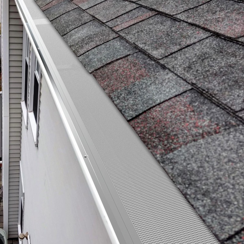 Pearwow 5inch Gutter Guard,48Ft Stainless Steel Mesh Gutter Covers,Heavy Duty