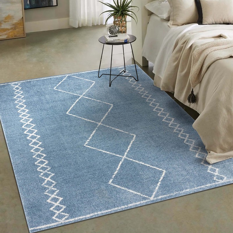 LUXE WEAVERS Daphnes Blue 8x10 Boho Moroccan Geometric Area Rug