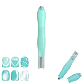 Coehaopike Nail Magnet, 3-Way Nail Art Tool, Magnetic for Cats Eye, Strong Self-Nail, Beginner, Professional, Heart Magnet Nail Stick, DIY Cat Eyes Gel for Home Use (Cyan)