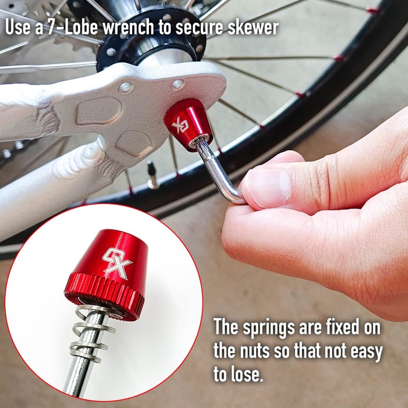 ONIPAX Anti-Theft Bike Locking Skewer Set with 7-Lobe Key Fixed-Spring