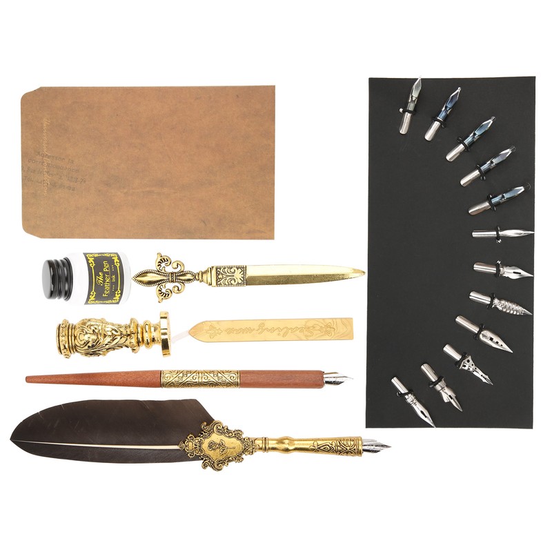 Feather Pen Set Retro British Creativity Writing Suit for Business