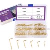 Swpeet 120Pcs 6 Sizes Gold Brass Plated Metal Screw-in Square