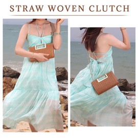 LHHMZ Top Handle Straw Clutch for Women Summer Straw Evening Bag Raffia Shoulder Bag Woven Beach Handbags