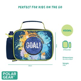 Polar Gear Football Lunch Bag Bottle Combo Insulated, Polyester, Blue