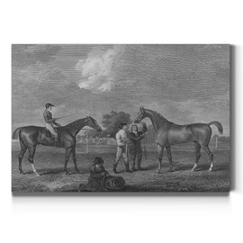 Renditions Gallery Eclipse & Shakespeare Wall Art, Gentleman and Horses English Equestrian, Black & White, Premium Gallery Wrapped Canvas Decor, Ready to Hang, 32 In H x 48 In W, Made in America Print