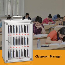 Vilcjson 36 Slot Cell Locker - Aluminum Alloy Pocket Chart Storage Cabinet for Phones, Wall Mounted Secure Lock Box with Key, Phone Lockbox with Handle for Classroom Office Gym