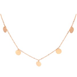 ZLESAGII Women's Necklace Plate Chain with Multi Coin Disc Round Pendant, Metal