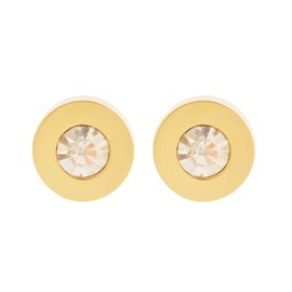 Edforce Stainless Steel Women Round 18k Gold Plated CZ Cubic Zirconia Bezel Set Stud Earrings (5mm, Gold)