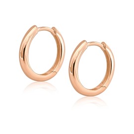 Mary & Jules Hoop Earrings Rose Gold US Recycled Silver, 925 Sterling Silver, Gold-Plated - Simple Women's Earrings Rose Gold Hoop Earrings for Women and Girls, Skin-friendly, Sterling Silver