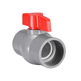 sourcing map 50mm PVC Ball Valve for Water Supply Pipe, Slip Connection, Grey