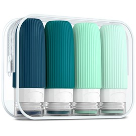 Mrsdry Mrsdry Travel Bottles for Toiletries, Tsa Approved 2oz Travel Bottles, BPA Free Leak Proof Travel Size Toiletry Containers, Refillable Travel Accessories with Toiletry Bag for Shampoo Liquid (4 Pack)