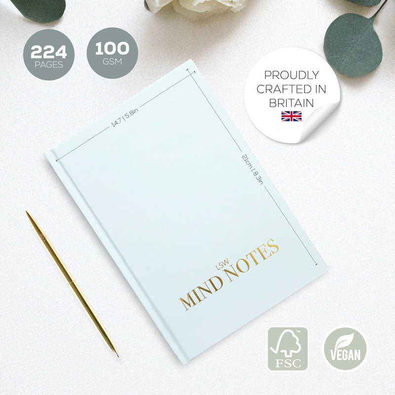 LSW London Mind Notes 6-Month Undated Wellness Journal with Mental