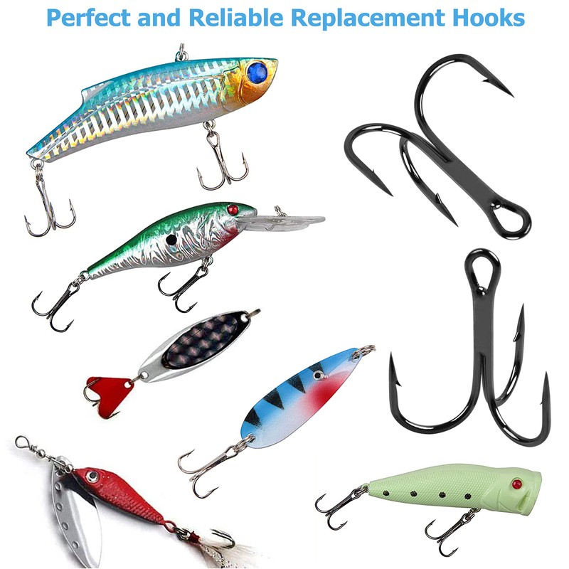 Fishing Treble Hooks Kit High Carbon Steel Hooks Strong Sharp