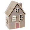 Shudehill Giftware Village Pottery Cottage Tealight, Light Grey