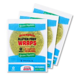 Joseph's Gluten Free Garden Vegetable Tortilla Wrap Value 3-Bag, No Cholesterol, (4 Per Bag, 12 Wraps Total), Fresh Baked