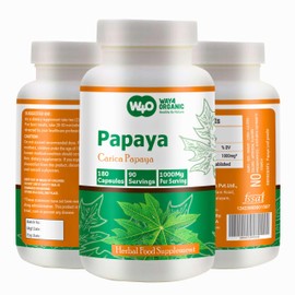 WAY 4 ORGANIC W4O Papaya Leaf Extract Capsules - 180 Pills, 90 Servings, 1000 mg, Supports Platelet Immunity & Digestion*(Pack of 1)