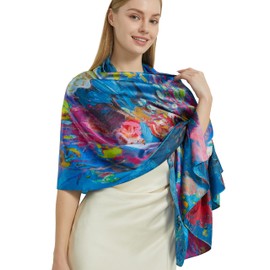 PANTONIGHT Scarfs for Women Fashion Long Floral Scarf Lightweight Silk Feeling Head Scarf Printing Shawls Double Sides (2802)