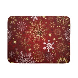 Sphragiyn Red Snowflake Dish Drying Mat for Kitchen Counter Holiday Super Absorbent Reversible Microfiber Kitchen Countertop Protector Dishes Pad Large 18x24 inch